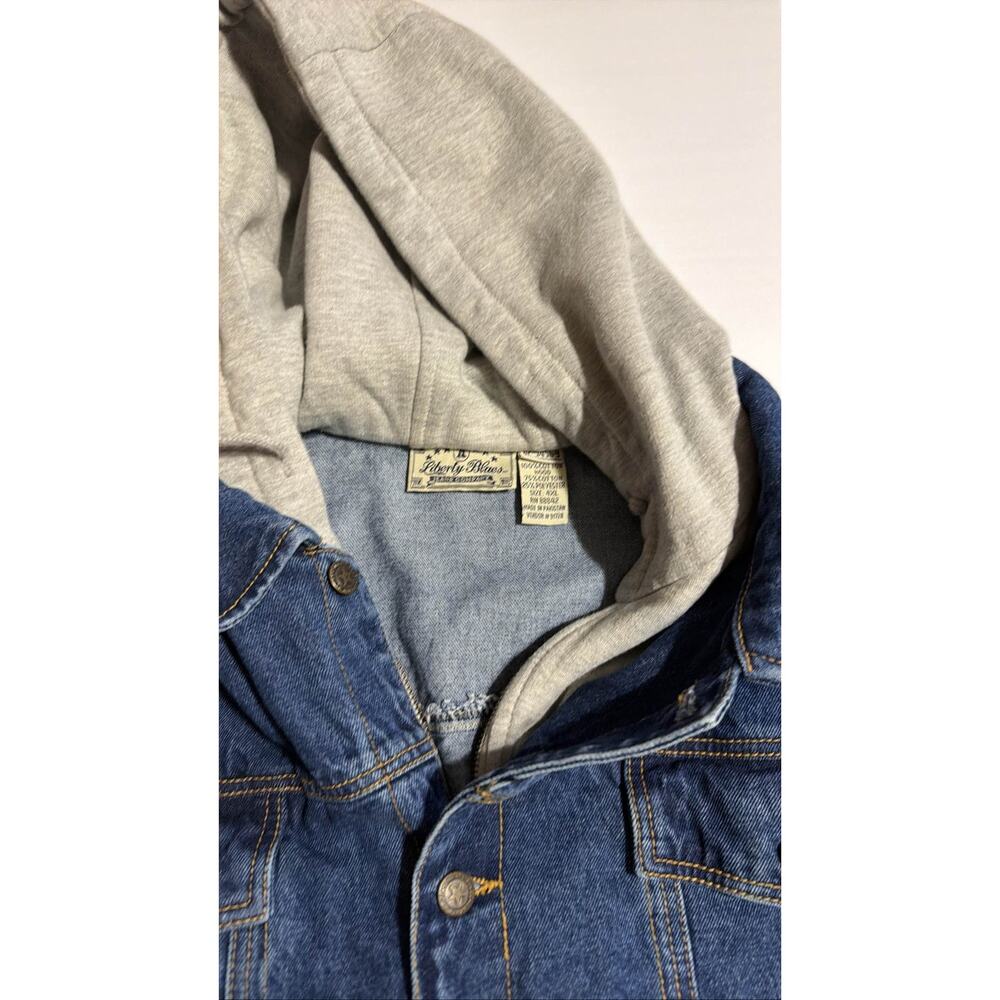 Liberty Blues Men's Denim Jean Jacket Gray Fleece Hood Big Tall 4XL